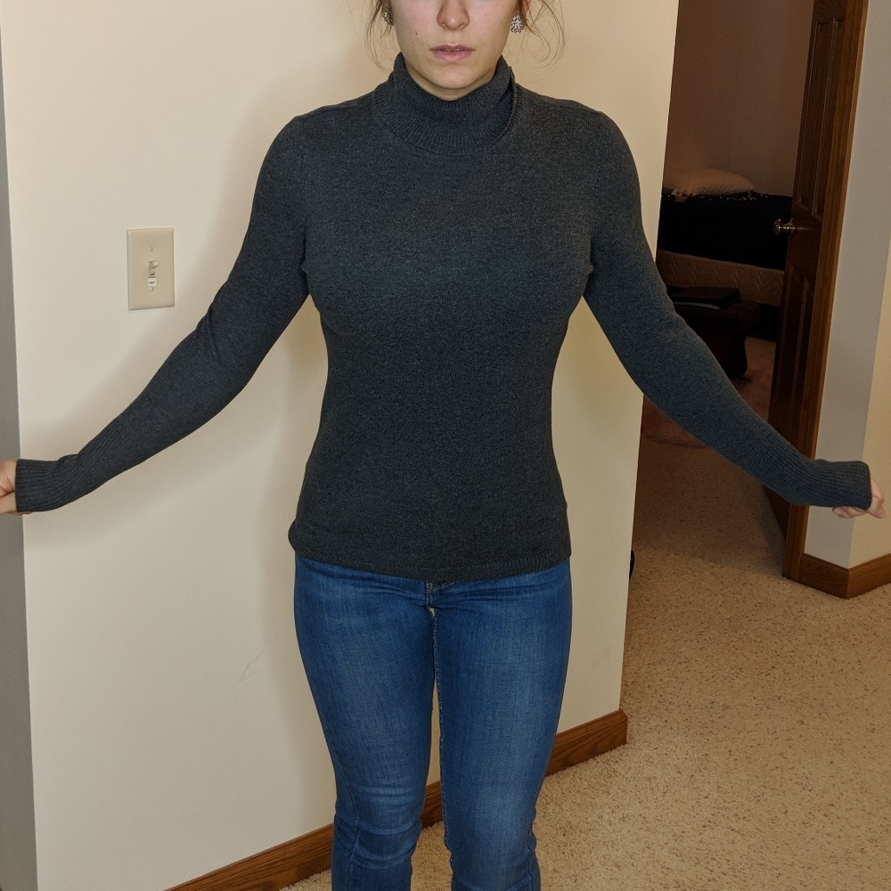 Grey turtleneck sweater